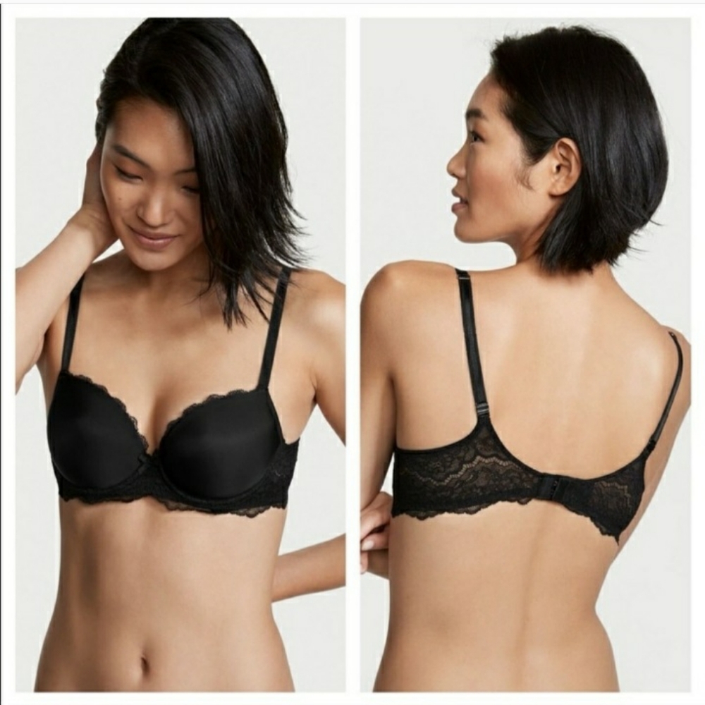 Victoria's Secret Dream Angels black with lace detail lined demi bra